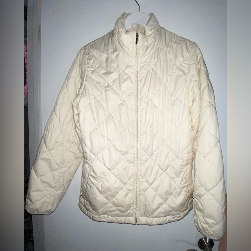 Eddie Bauer Women's Off-White Primaloft Quilted Puffer Jacket Size M Medium
